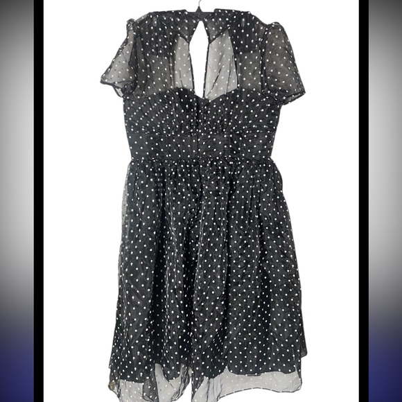 Unique Vintage Black Polka Dot Sheer
Overlay Midi Dress NWT 1X/16 - Picture 4 of 6